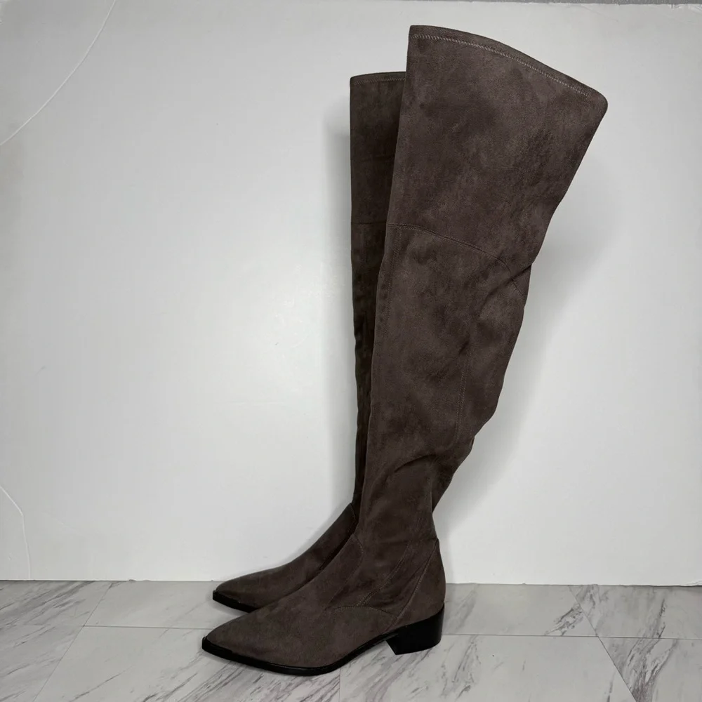 Marc Fisher Gray Pointy Toe Over The Knee Boot 8 1/2 M